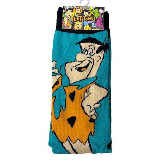 Fred Flintstone Socks Funny Retro Cartoon Crew Socks | The Flintstones Gift - Picture 1 of 2